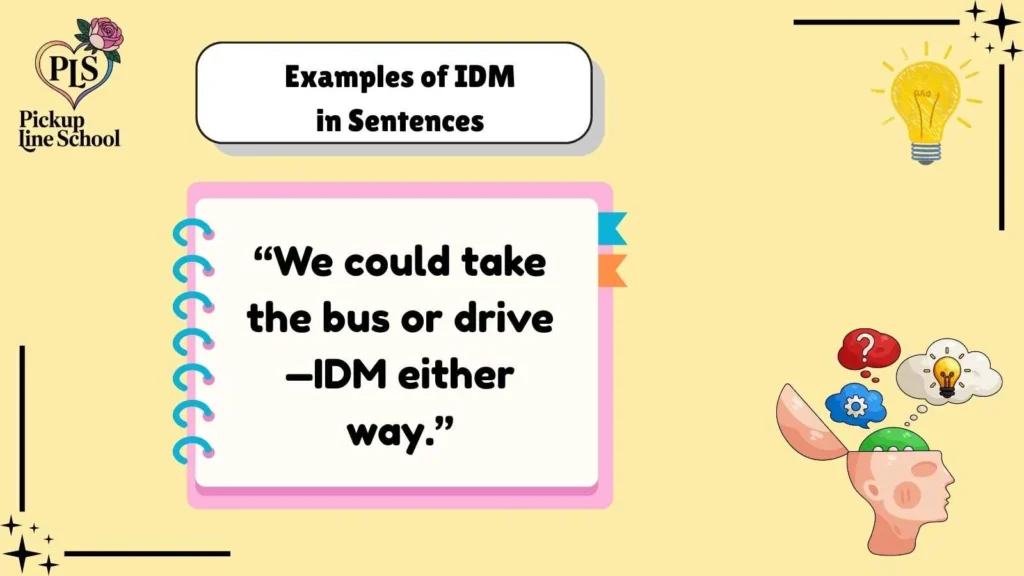 Examples of IDM in Sentences